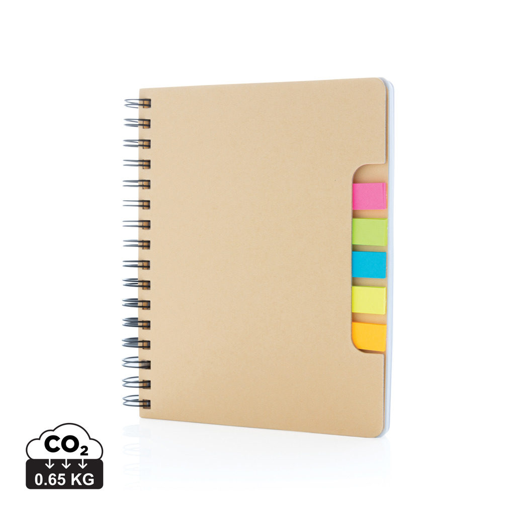A5 Kraft spiralbunden anteckningsbok med sticky notes